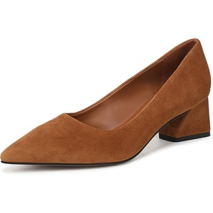 image:imageFranco Sarto Womens Racer Pointed Toe Block Heel PumpsSaddle Brown Suede